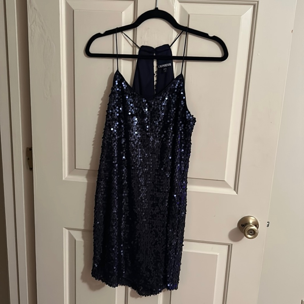 Express Sequin dark blue dress